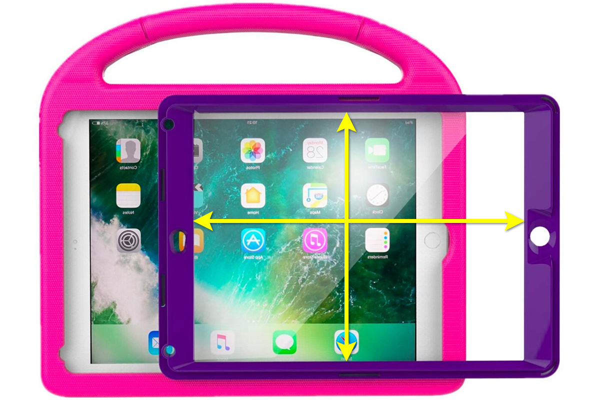 A typical removable screen protector cases showing where to measure